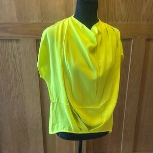 Trina Turk Neon Yellow Drape Top